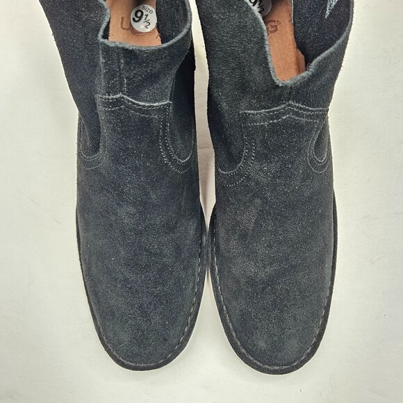Ugg Western Casual Ankle Booties Suede Black Block Heel Short Boots Size 9.5 - Picture 9 of 11